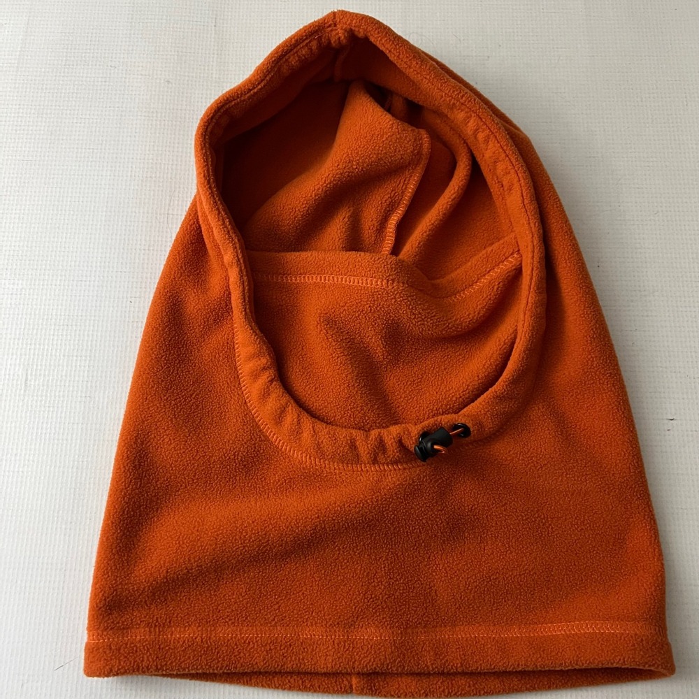Stoic Fleece Balaclava Hat Hood Unisex OS Orange Adjustable Drawcord Hood